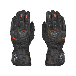 VIATERRA Grid Full Gauntlet Motorcycle Riding Gloves - Orange - Motodrift