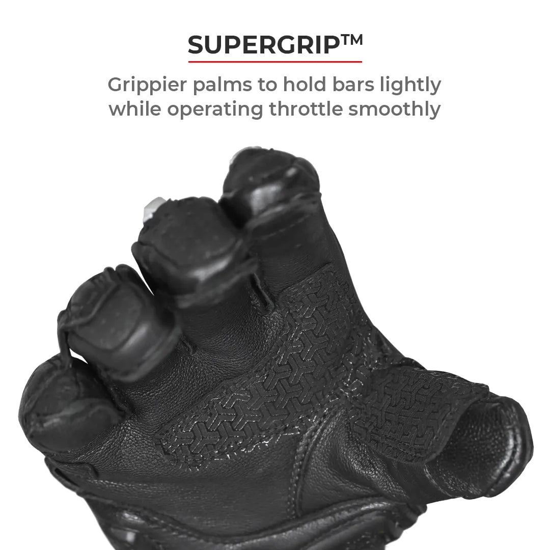VIATERRA Grid Full Gauntlet Motorcycle Riding Gloves - Orange - Motodrift