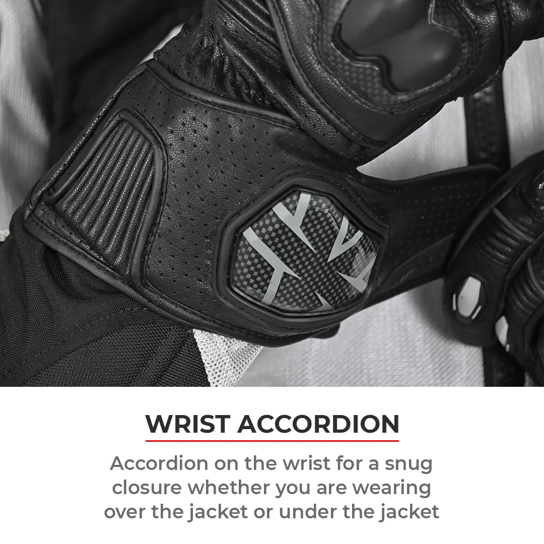 VIATERRA Grid Full Gauntlet Motorcycle Riding Gloves - Orange - Motodrift