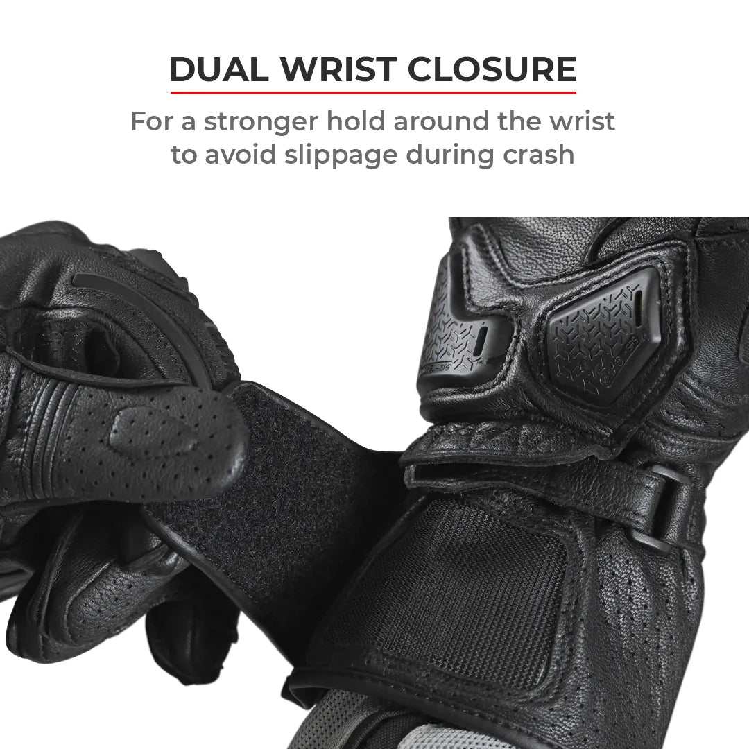 VIATERRA Grid Full Gauntlet Motorcycle Riding Gloves - Orange - Motodrift