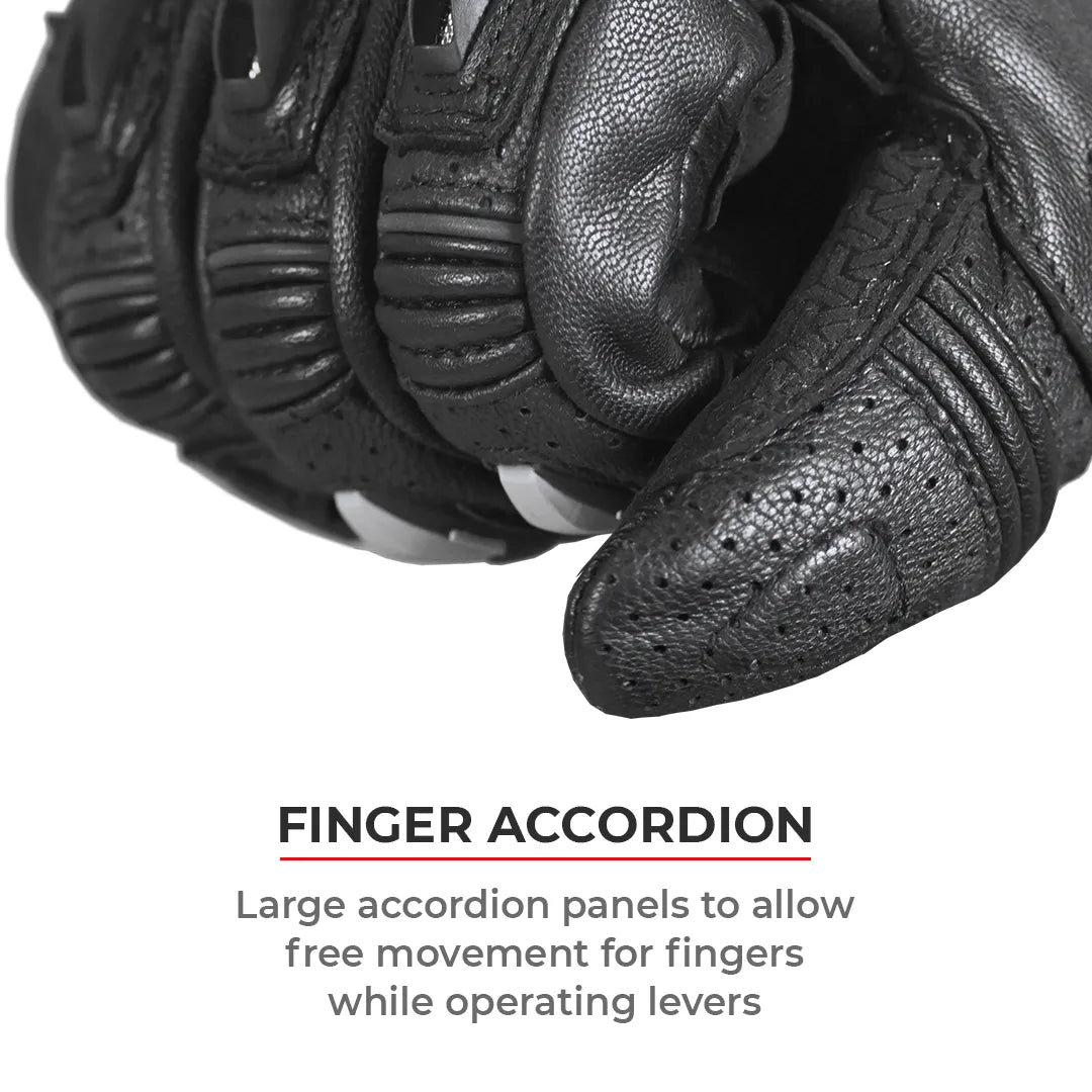 VIATERRA Grid Full Gauntlet Motorcycle Riding Gloves - Orange - Motodrift