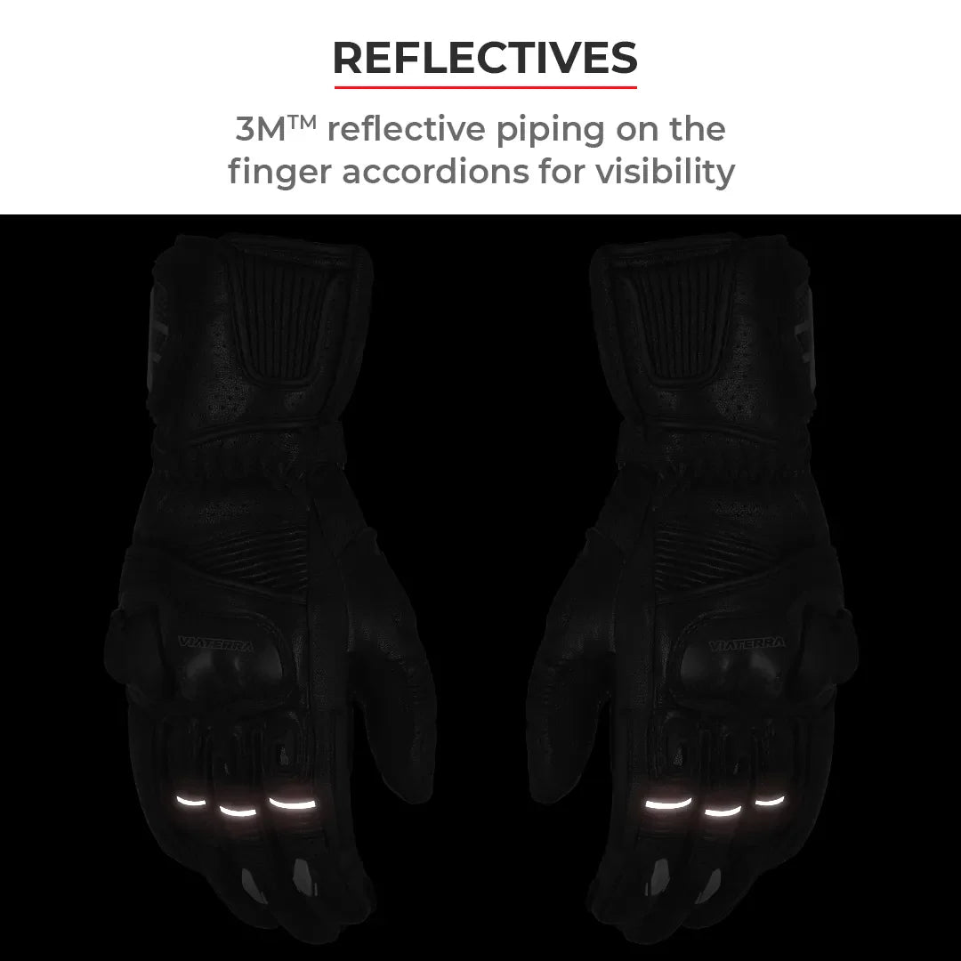 VIATERRA Grid Full Gauntlet Motorcycle Riding Gloves - Orange - Motodrift