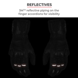 VIATERRA Grid Full Gauntlet Motorcycle Riding Gloves - Orange - Motodrift