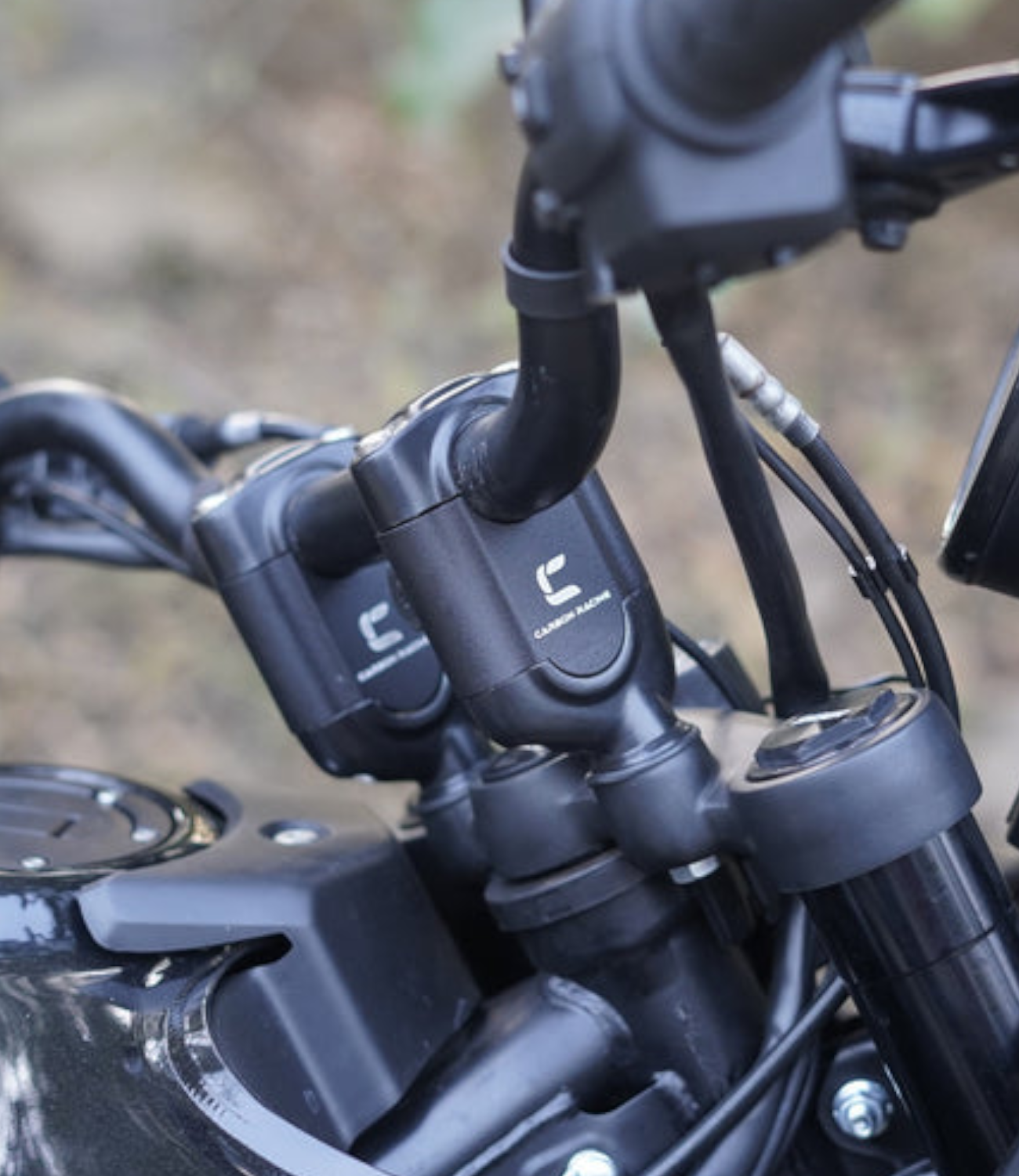 Carbon Racing 2 Inch Handlebar Risers For Royal Enfield Himalayan 450 (Black) - Motodrift