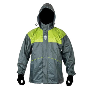 Mototech Hurricane Air Tour Pro Waterproof Rain Overjacket - Grey + Green - Motodrift