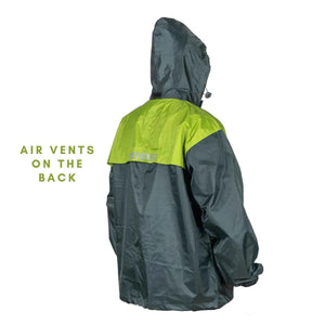 Mototech Hurricane Air Tour Pro Waterproof Rain Overjacket - Grey + Green - Motodrift