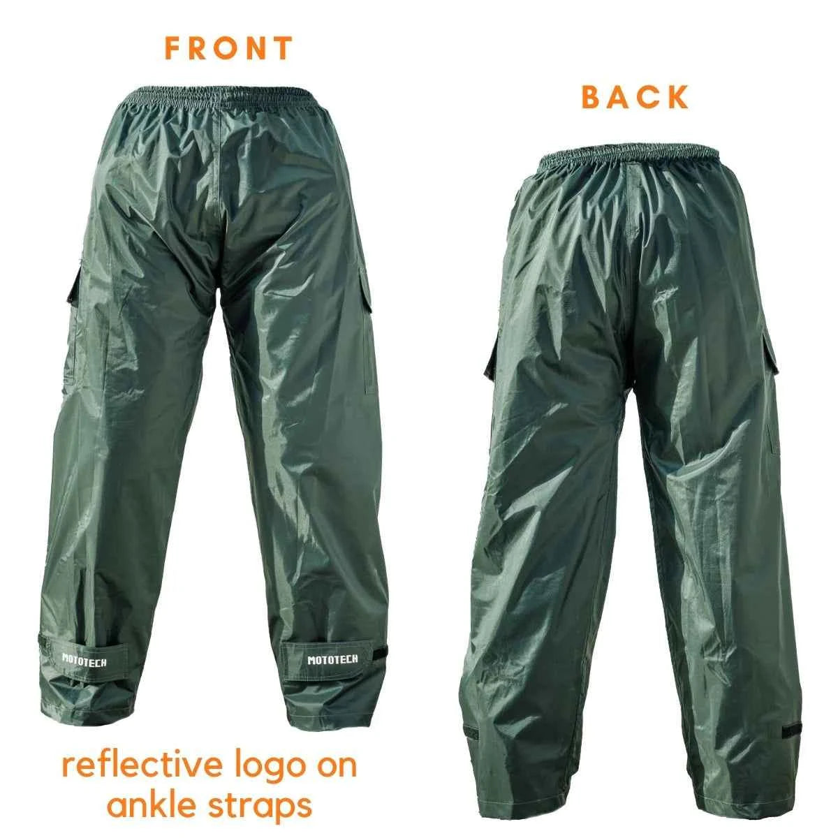 Mototech Hurricane Tour Pro Rain Overtrousers - Waterproof Pants With Cargo Pockets - Dark Grey - Motodrift