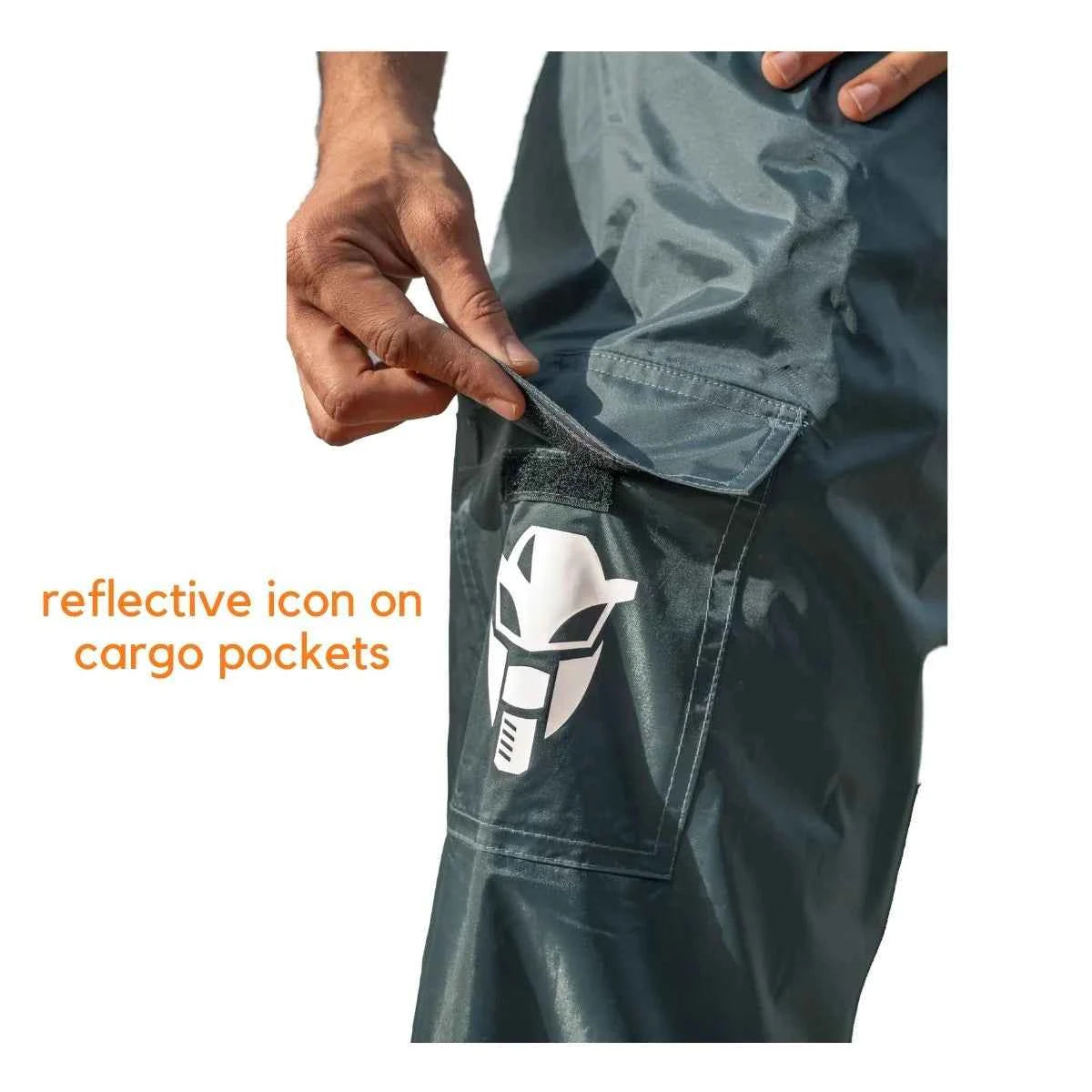 Mototech Hurricane Tour Pro Rain Overtrousers - Waterproof Pants With Cargo Pockets - Dark Grey - Motodrift