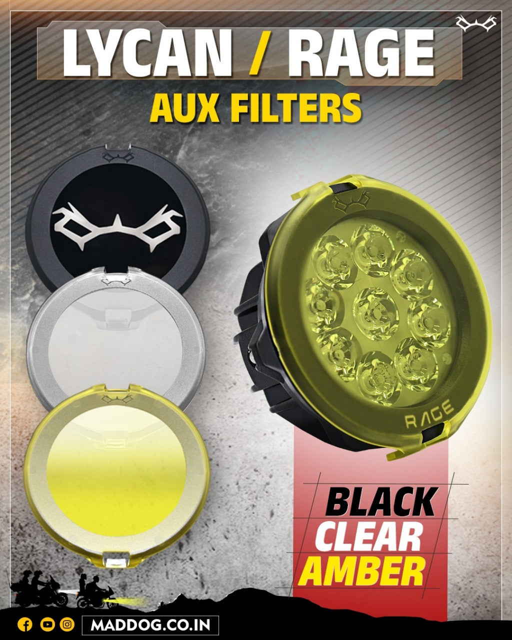 Maddog Lycan & Rage Auxillary Light Filters - Motodrift