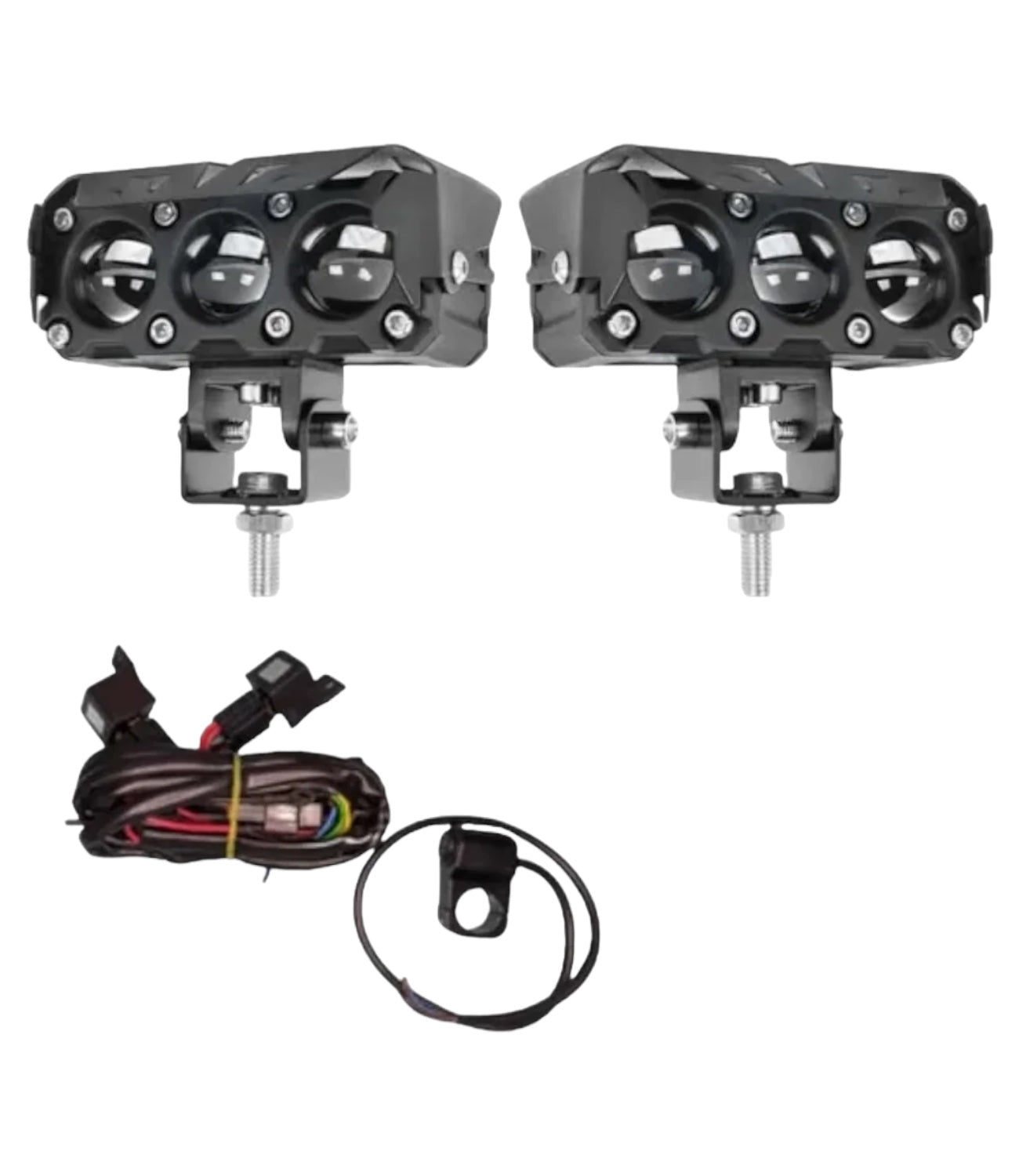 HJG 3 LED Lens Fog Light with Harness and Switch - Original - Motodrift