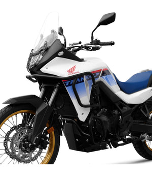 SRC Upper & Lower Crash Bars With Bash Plate For Honda Transalp XL 750 Black - Motodrift