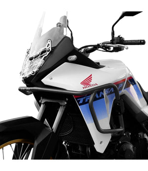 SRC Upper & Lower Crash Bars With Bash Plate For Honda Transalp XL 750 Black - Motodrift