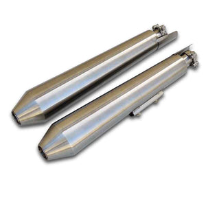 Powerage Slip-Ons Exhaust For RE 650 Twins Brushed Steel Finish - Long - Motodrift