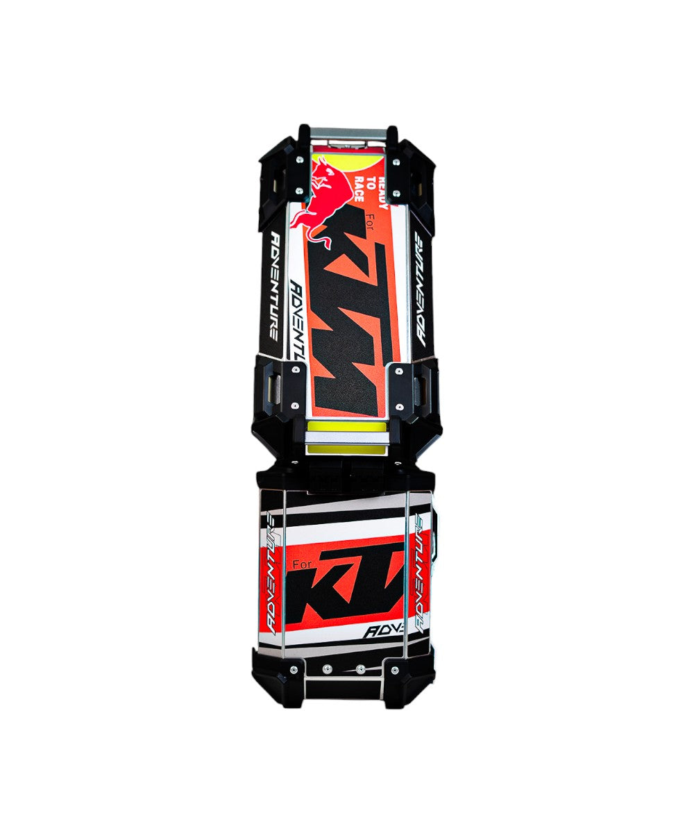 LGP Premium Aluminium KTM Graphics Top Box & Panniers - Motodrift