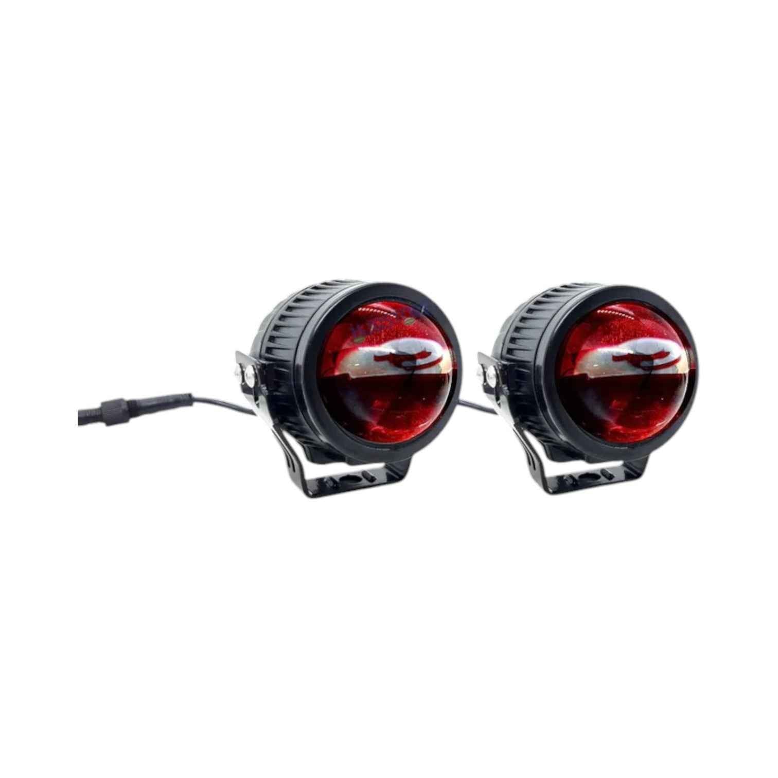 HJG J37 Single Projector Foglight 60W LED with Red DRL, Universal Fit