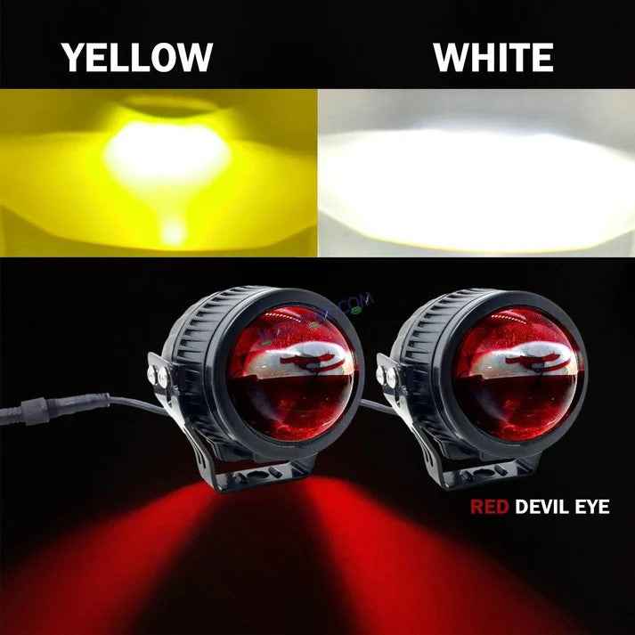 HJG J37 Single Projector Foglight 60W LED with Red DRL, Universal Fit