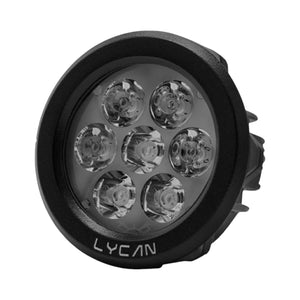 Round LED light with multiple bulbs and 'LYCAN' branding on a white background