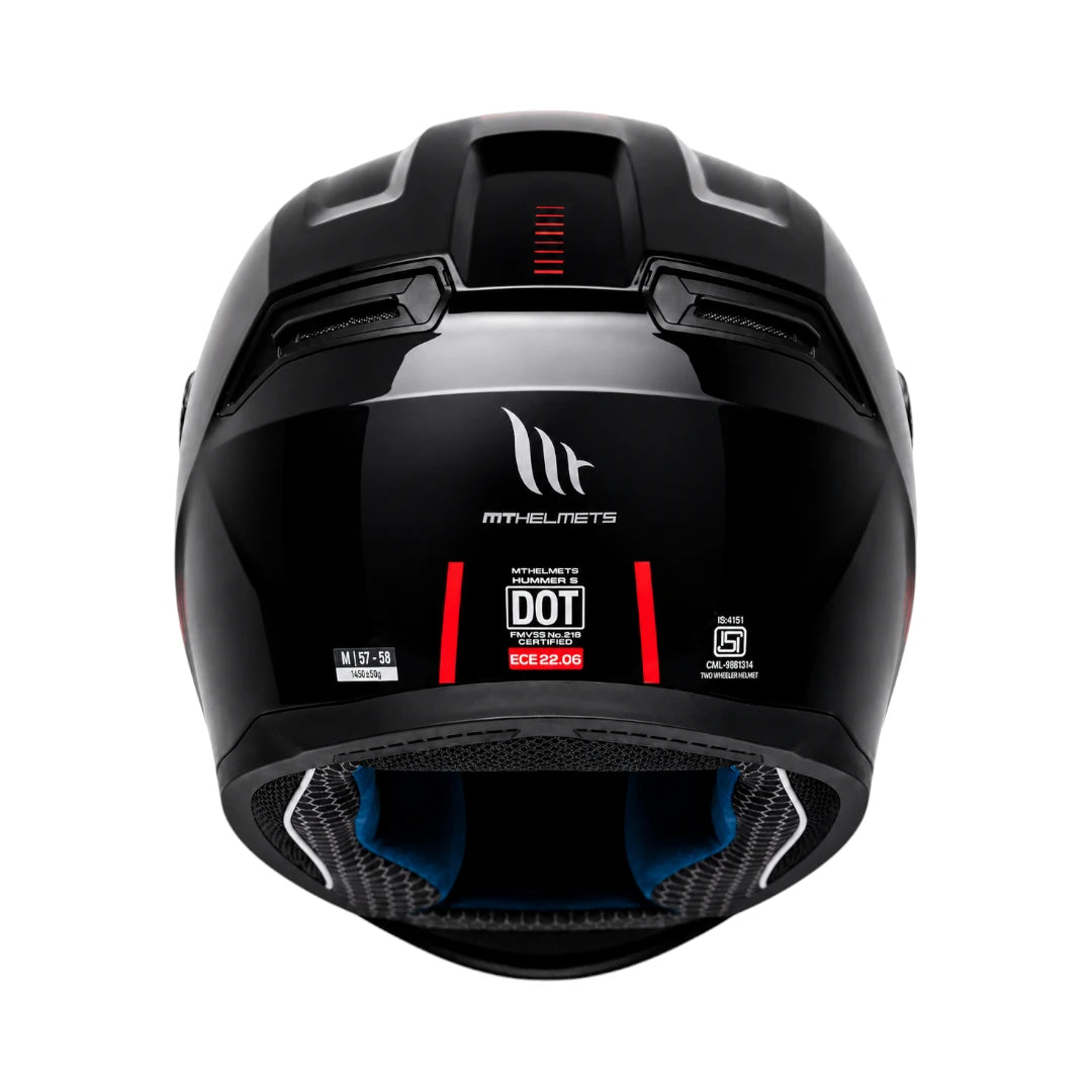 MT Hummer Solid A1 Gloss Black Red Helmet