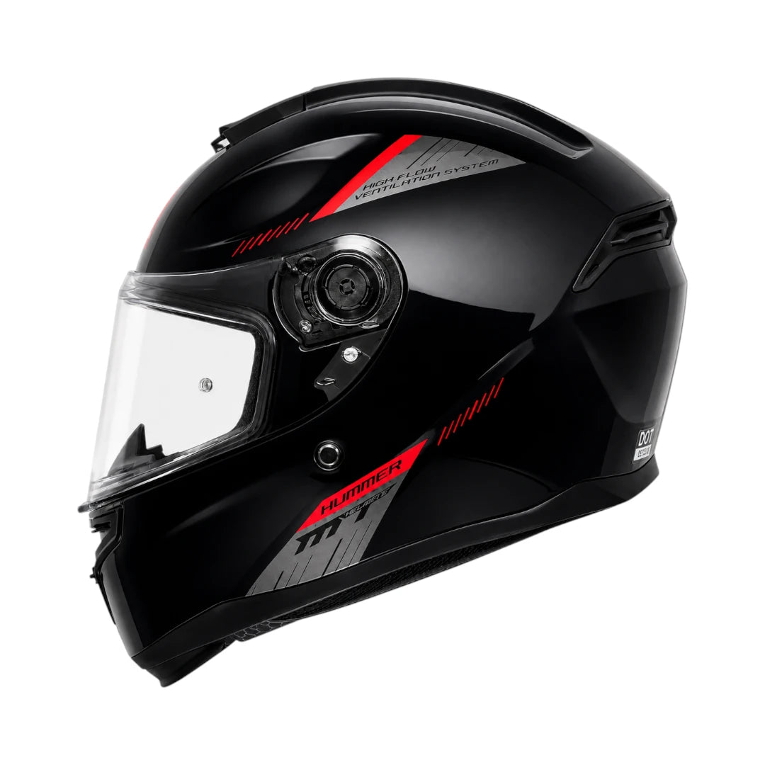MT Hummer Solid A1 Gloss Black Red Helmet