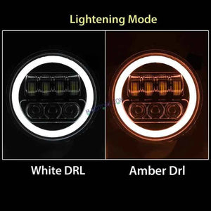 HJG 7 Inch New Round LED Headligh Fits in Jawa with High Beam, Low Beam (12V-80V 75W)