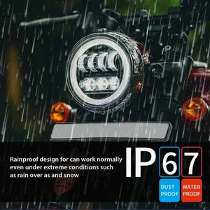 HJG 7 Inch New Round LED Headligh Fits in Jawa with High Beam, Low Beam (12V-80V 75W)