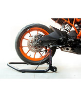 Grand Pitstop Non-Dismantable Universal Rear Paddock Stand with Skate Wheels - Black - Motodrift