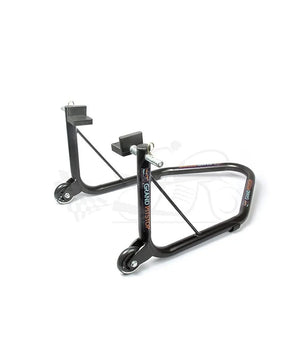 Grand Pitstop Non-Dismantable Universal Rear Paddock Stand with Skate Wheels - Black - Motodrift