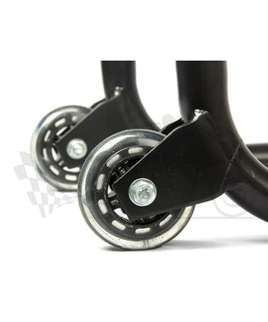 Grand Pitstop Non-Dismantable Universal Rear Paddock Stand with Skate Wheels - Black - Motodrift