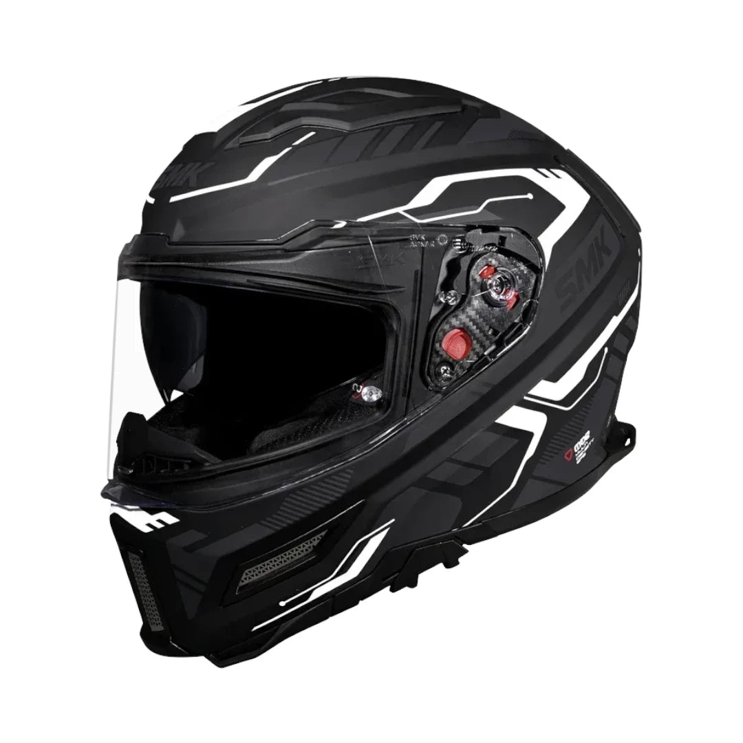 SMK Agnar Full Face Helmet – Revv, Matt Black, Tektron & Cyborg