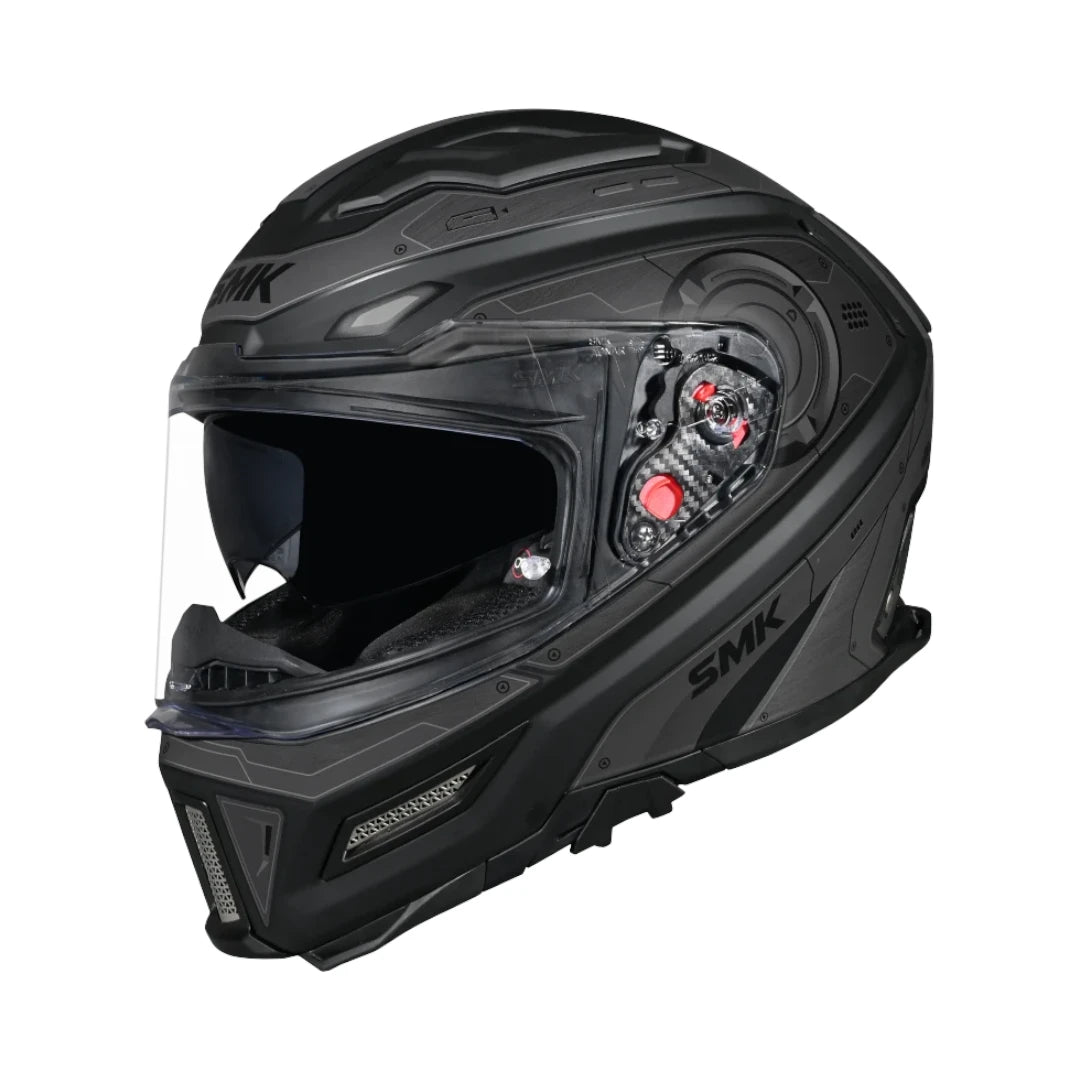 SMK Agnar Full Face Helmet – Revv, Matt Black, Tektron & Cyborg