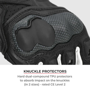 VIATERRA Shifter Short Motorcycle Leather Riding Gloves - Hi-Viz - Motodrift