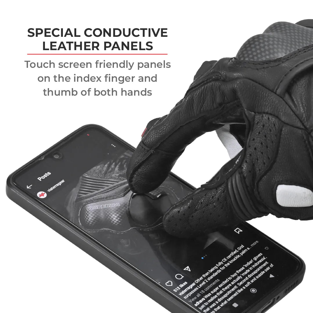 VIATERRA Shifter Short Motorcycle Leather Riding Gloves - Hi-Viz - Motodrift