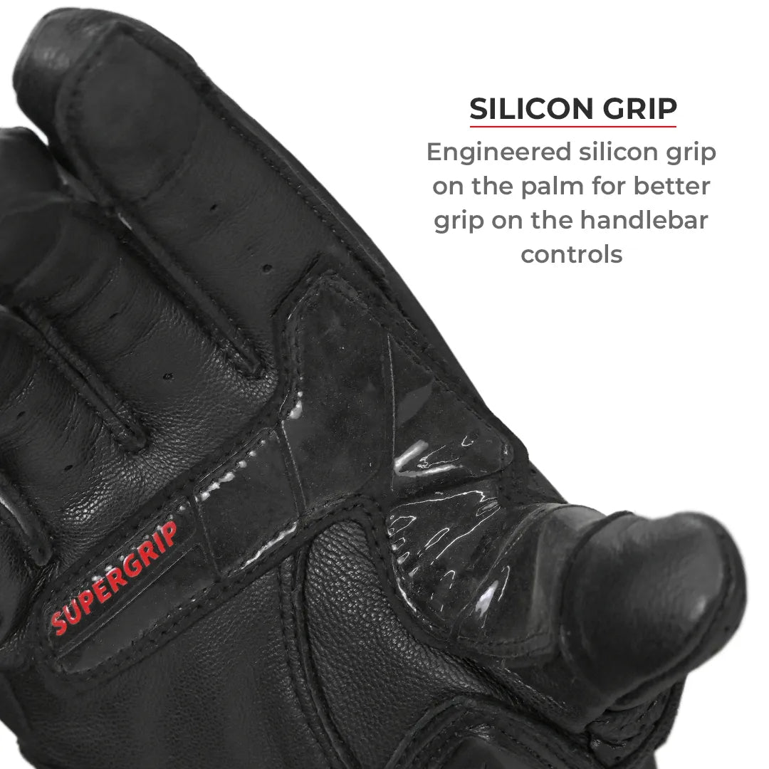 VIATERRA Shifter Short Motorcycle Leather Riding Gloves - Hi-Viz - Motodrift