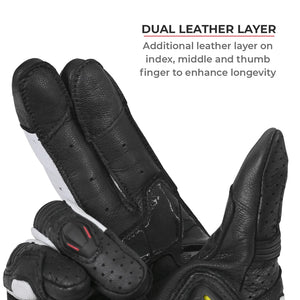 VIATERRA Shifter Short Motorcycle Leather Riding Gloves - Hi-Viz - Motodrift