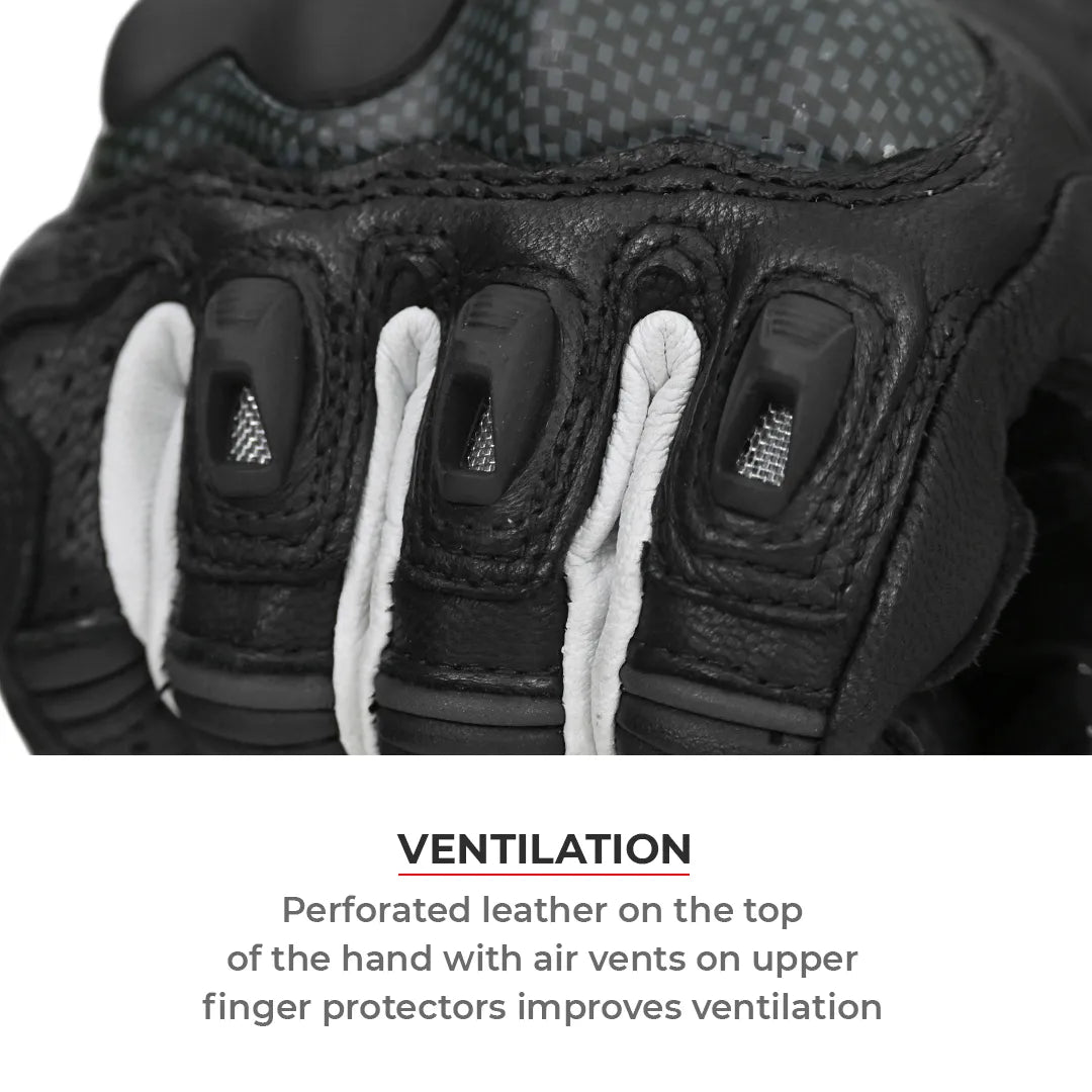 VIATERRA Shifter Short Motorcycle Leather Riding Gloves - Hi-Viz - Motodrift