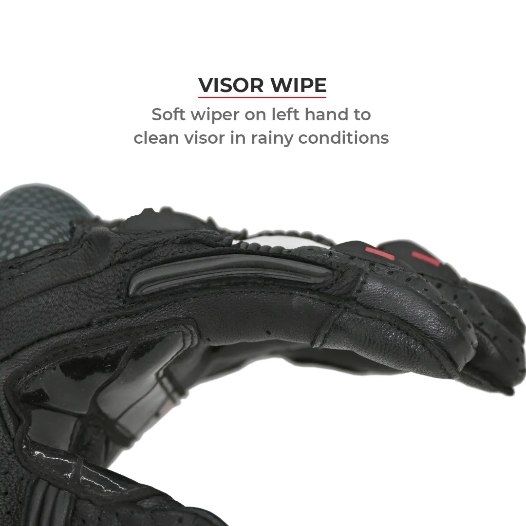 VIATERRA Shifter Short Motorcycle Leather Riding Gloves - Hi-Viz - Motodrift