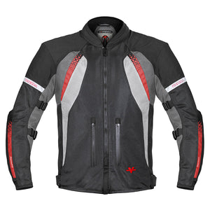 ViaTerra Spencer Street Mesh Riding Jacket - Black Red - Motodrift