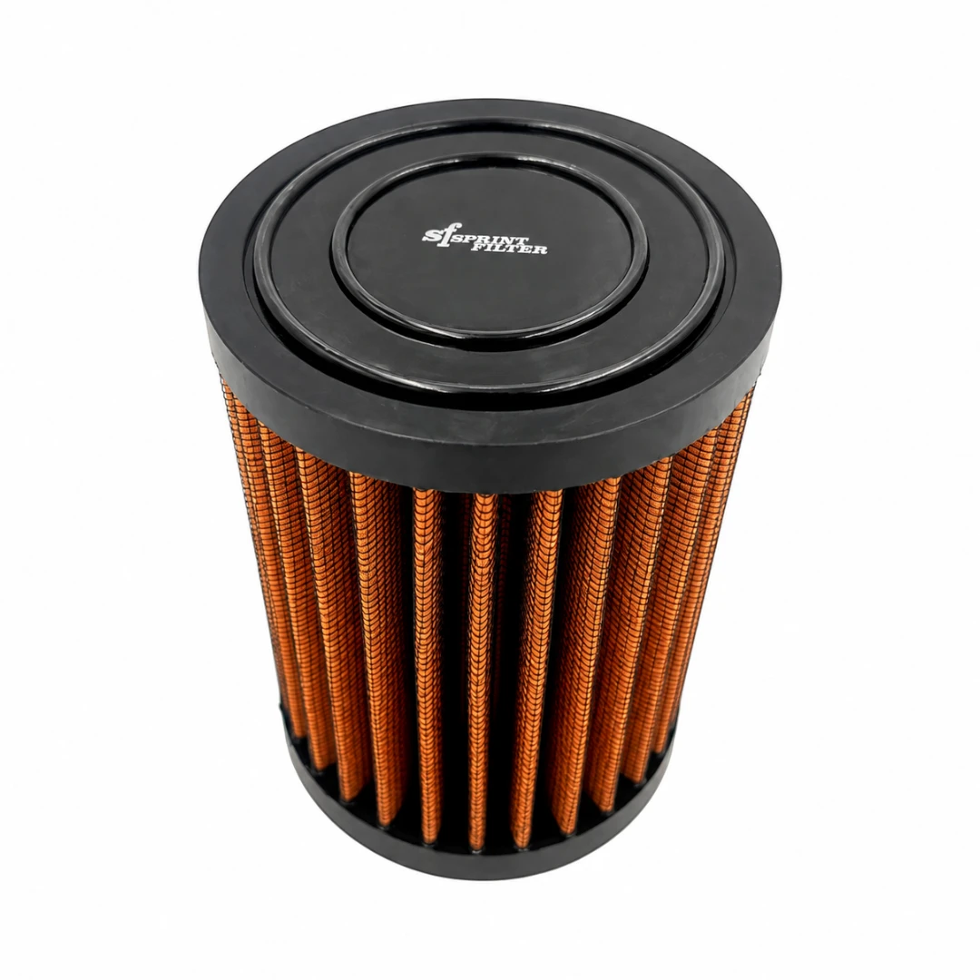 Sprint Filter CM267S dry air filter for Triumph motorcycles featuring orange polyester media and black frame