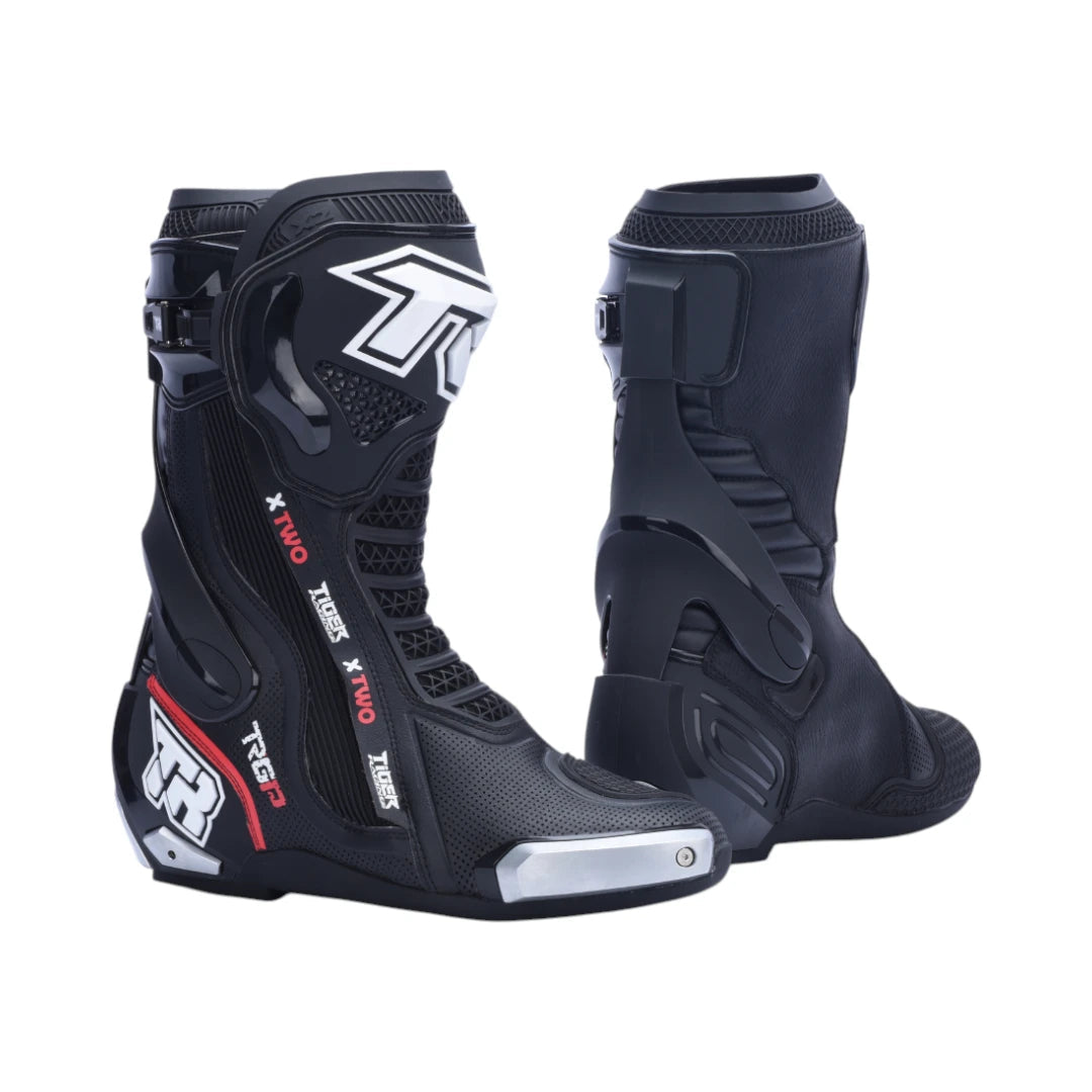 Motodrift TR TIGER X TWO black microfiber motorcycle racing boots with TPU shell and titanium alloy sliders