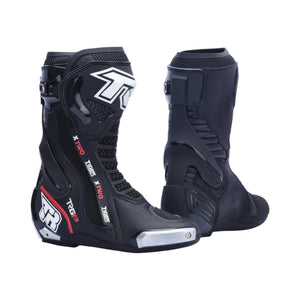 Motodrift TR TIGER X TWO black microfiber motorcycle racing boots with TPU shell and titanium alloy sliders