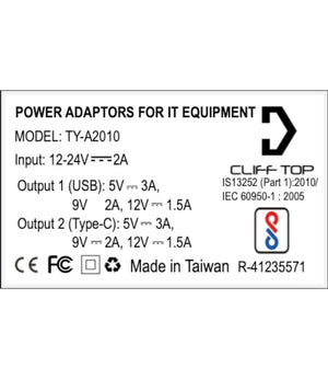 Clifftop Handlebar Mounted 36 W PD USB-C + QC 3.0 (Plastic) - Motodrift