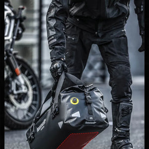 Motodrift Rhinowalk Warrior 40L waterproof motorcycle duffel bag in black 500D polyester with roll-top closure