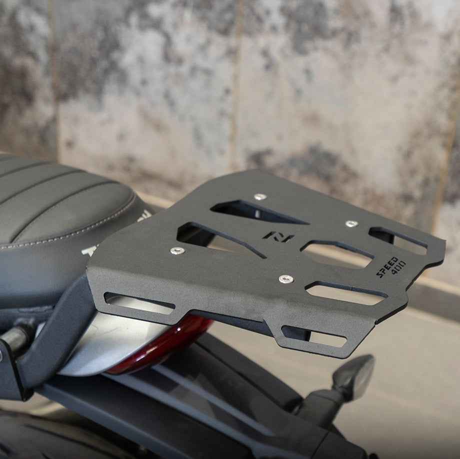 ZANA Top Rack With Plate Type-2 Black For Triumph Speed 400 - Motodrift