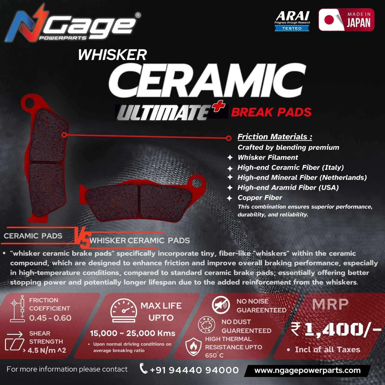 Ngage Ceramic Brake Pads For Yezdi Roadster - Motodrift