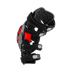 Alpinestars RK-1 Plasma knee brace in black and red with articulated hinge and adjustable straps