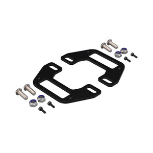 Denali T3 license plate mount kit with black steel brackets and M6 hardware for motorcycle signal pods