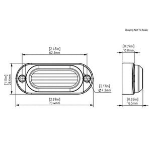 DENALI T3 modular rear signal pod technical drawing with dimensions in millimeters and inches.