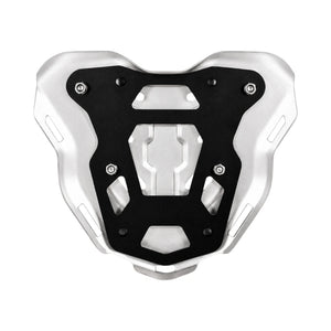 Legundary Genesis carrier plate for TVS Apache RTX 300 in silver and black aluminium and steel