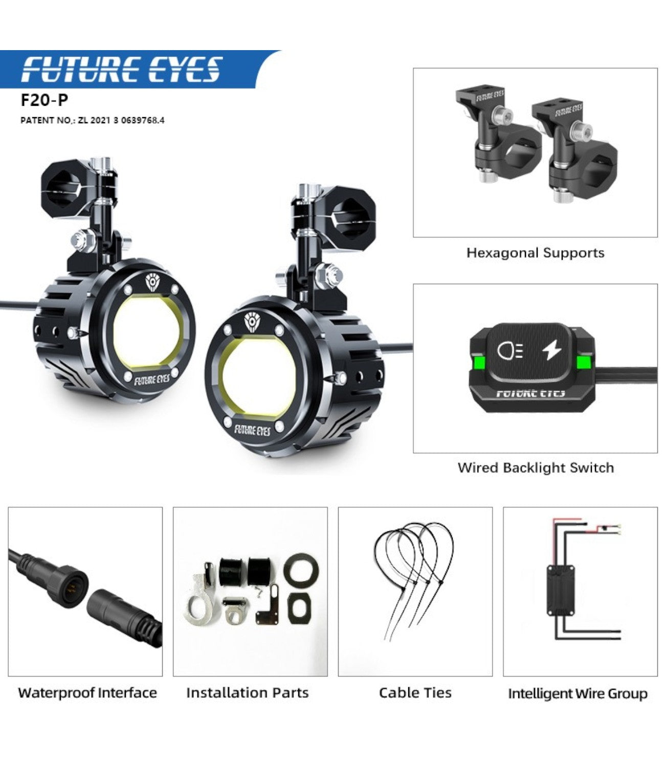 Future Eyes F 20-P Dual Colour Auxillary Lights - Motodrift