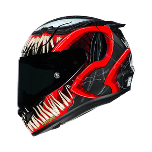 HJC RPHA 12 Venom 3 motorcycle helmet with black and red graphic design and sharp tooth detailing